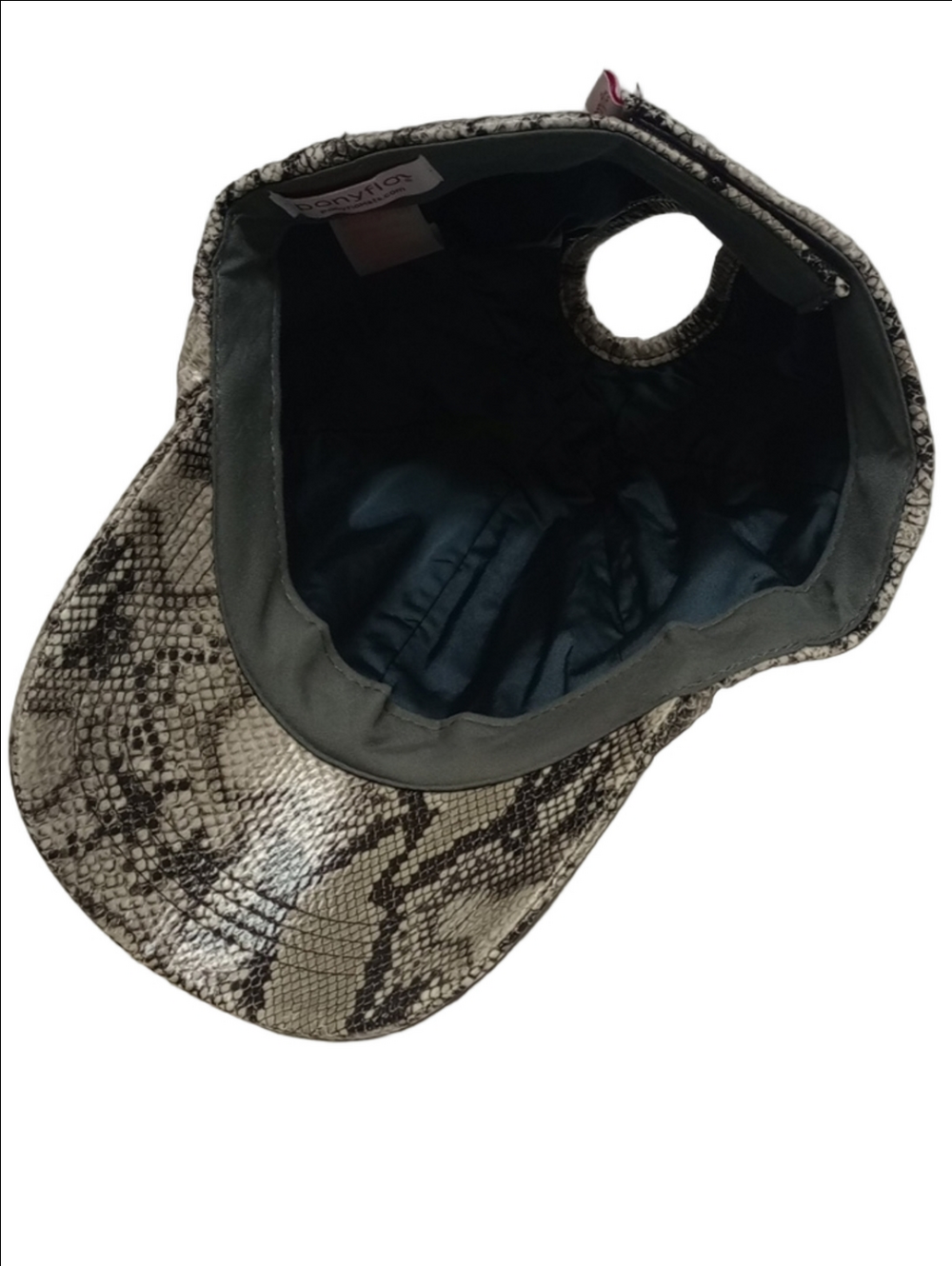 🆕 PONYFLO SNAKESKIN PRINT PONYTAIL MESSY BUN WOMEN'S CAP HAT - Picture 7 of 10